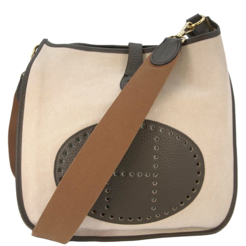 Hermes Evelyne PM Canvas Shoulder Bag Bicolor - Picture 1 of 12